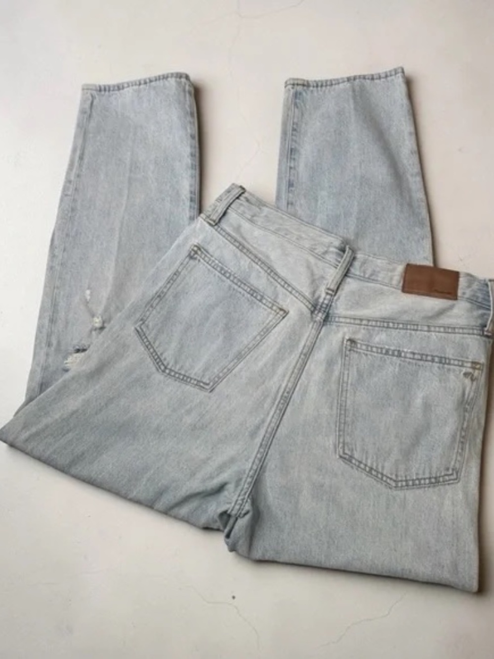 Madewell The Dadjean in light Blue Wash: Ripped Edition Sz 27 - Picture 5 of 10